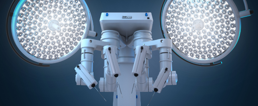 Aparelho robótico que irá realizar a cirurgia minimamente invasiva